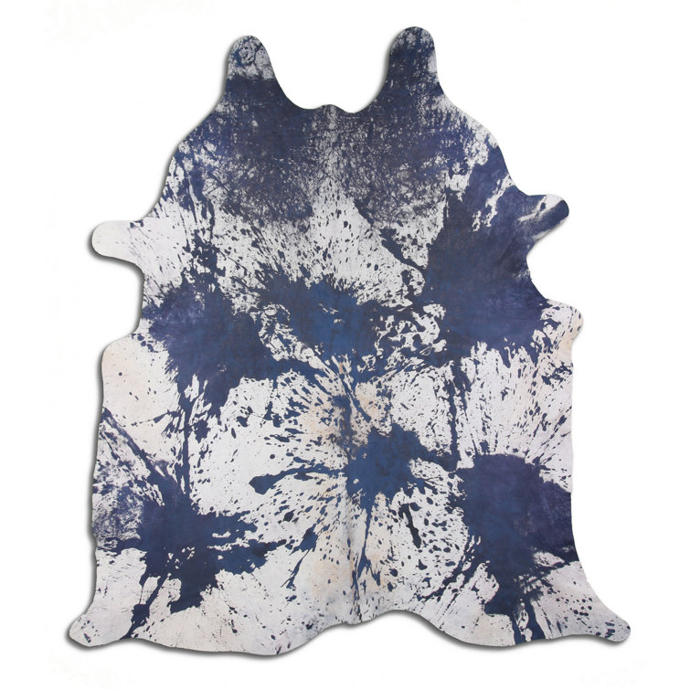 RugAddiction Handmade Cowhide Blue/Gray/Ivory Rug Wayfair